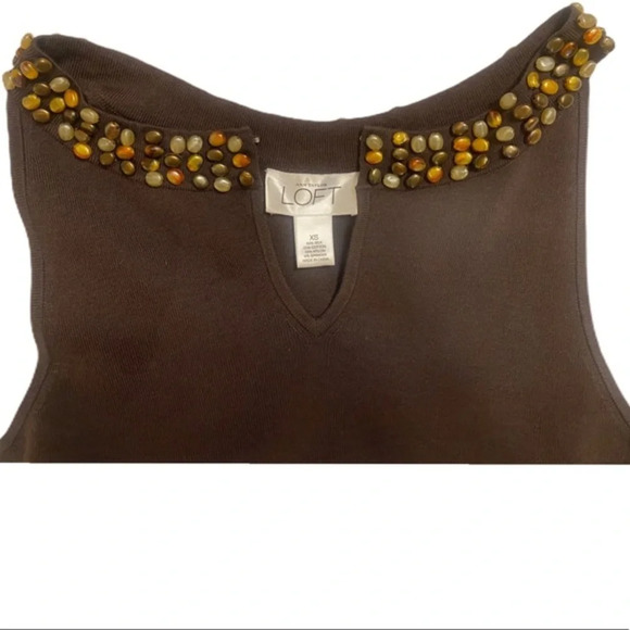 Ann Taylor Loft Rock beaded‎ sweater tank top​ - Picture 9 of 11